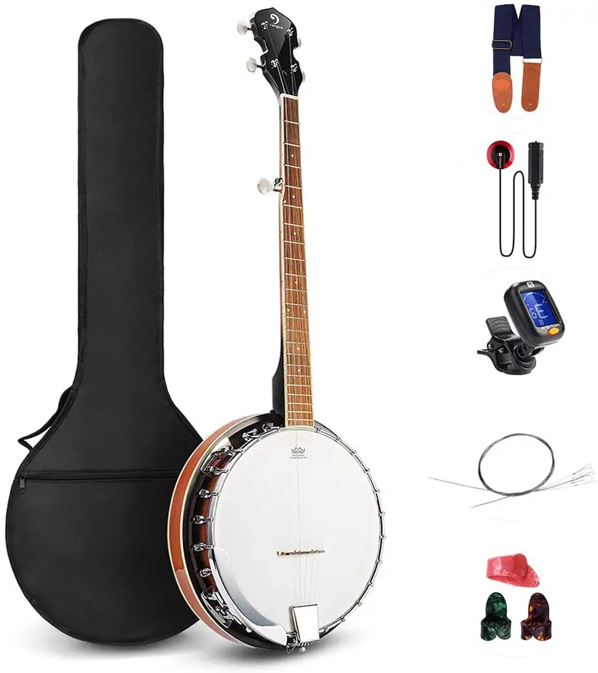 Vangoa 5 String Banjo Remo Head Closed Solid Back with beginner Kit What Is the Best Banjo for a Beginner? - Common Questions About the Banjo