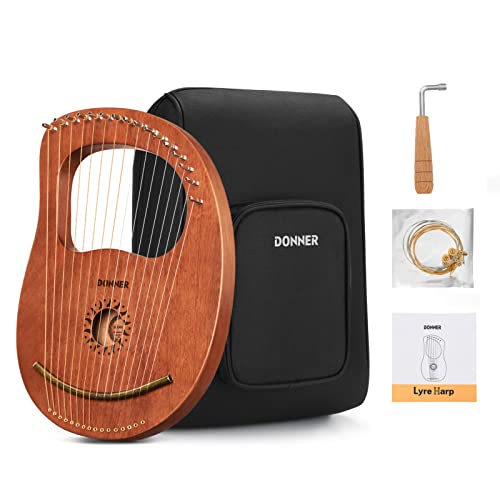 Donner Lyre Harp - With Tuning Wrench, Gig Bag, Spare String Set and Manual