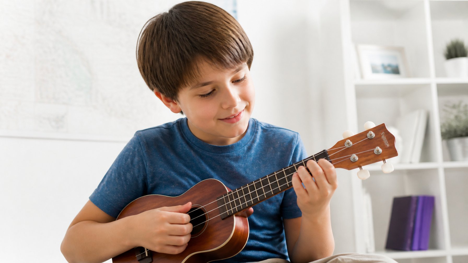 kid playing ukulele Best Ukulele for Kids: How to Spot a Real Instrument (Not a Toy)