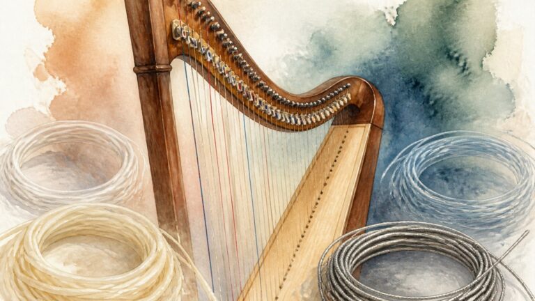 Lever Harp String Materials Guide — Nylon, Gut, Fluorocarbon and Wire Compared