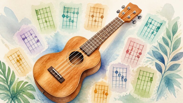 Ukulele Beginner Chord Chart — 12 Essential Chords for Standard GCEA Tuning