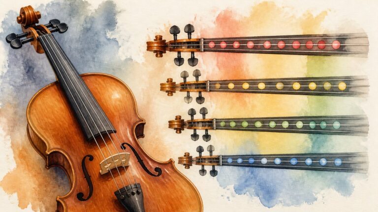 Violin Fingering Chart &mdash; First Position Notes on All Four Strings